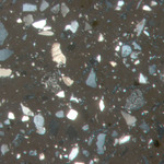 Plate 54.1: Photomicrograph of NOG RE (XPL) (width of field 1.74 mm). Click to see a larger version