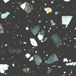 Plate 112.2: Photomicrograph of ALH RE (coarse variant) (XPL) (width of field 1.74 mm). Click to see a larger version